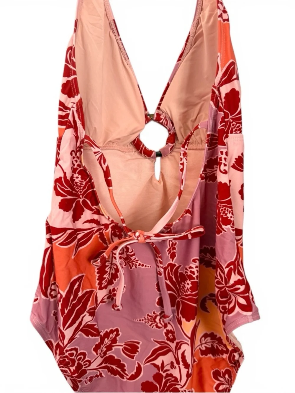 NWT Onshore La Perouse Floral Halter One Piece Swimsuit Ring Detail Pink Size 12